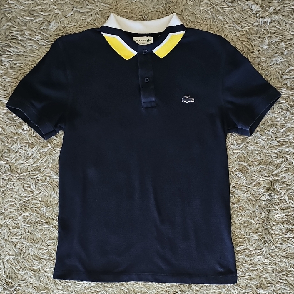 Lacoste Navy / Dark Blue Polo with Yellow Highlights